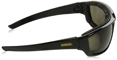 Side view of Converter Safety Glasses With Black Frame And Smoke Anti Fog Lens, featuring foam shield and ANSI Z87.1 Plus Rated protection