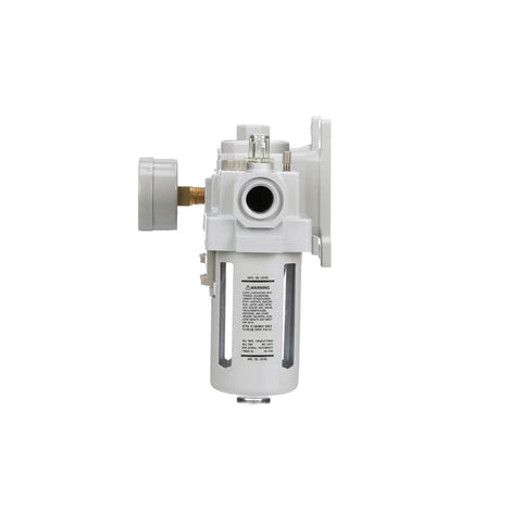 Dual Air System One Half Inch NPT Pneumatic Filter Regulator Lubricator with poly bowl and gauge for shop airflow control