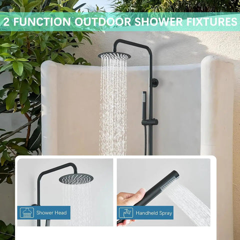 Top Shelf Matte Black Outdoor Shower System With Dual Function Faucet And Handheld Head Grade 304 Stainless Steel Construction Rust Resistant And Smooth As Butter For Effortless Backyard Refreshing