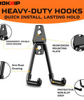 Heavy Duty Garage Wall Hooks Set With Anti Rust PVC Coating, Multi Sized Wall Mounted Tool Hangers for ladders and bikes, black hook design