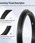 M54X0.75 Male To M48X0.75 Female Telescope Adapter thread description and cross-section view