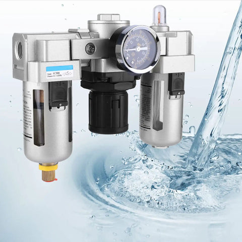 Oil Water Separator For Air Compressor, Pneumatic Filter Regulator With Lubricator, Three Eighths Inch Aluminum Alloy