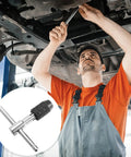 Three Piece Adjustable Ratcheting Tap Wrench Set With Detachable Bar For Handy One Hand Operation Durable Steel For Drills Taps Reamers And Manual Threading in use under a car