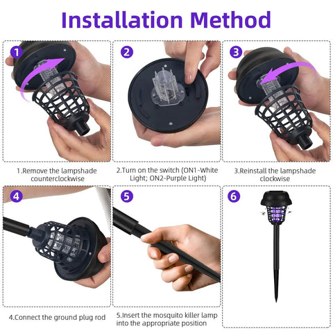Step-by-step installation of Sun Powered Outdoor Mosquito Zapper For Your Yard Garden And Patio No Outlet Needed Auto On Off