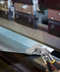 3 Inch Manual Sheet Metal Bender And Straight Jaw Hand Seamer For Metal Folding And Flattening With 75 Millimeter Head Width in use