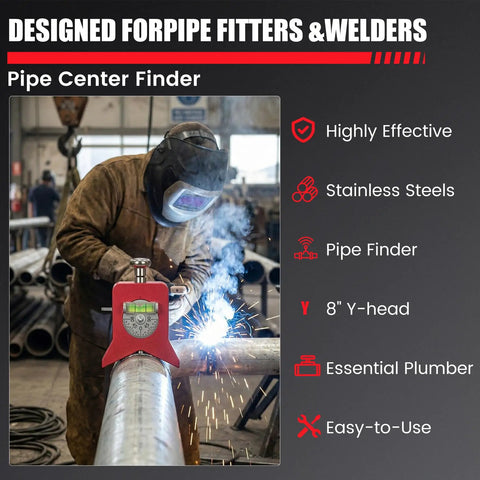 Heavy Duty Magnetic Pipe Center Finder With Built In Spring Punch Layout Tool And Bang On Target Auto Aligning Strike Marker For Plumbers Welders And Hvac Techs with user welding pipes.