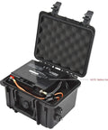 Tough As Nails IP68 Waterproof Battery Case For 12V 35Ah Batteries featuring an open design with foam padding, showing connectors.