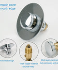 Universal Stainless Steel Push Type Basin Pop Up Drain Filter With Basket No Overflow for 99 Percent of US Standard Drains