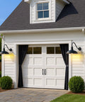 12.6 Inch Outdoor Gooseneck Barn Light With Dusk To Dawn Sensor on garage wall, heavy duty metal, galvanized finish