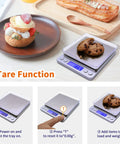 Pocket Gram Scale 500g Capacity 0.01g Precision Digital Kitchen Scale With Stainless Steel Platform And Protective Trays Nine Units GN OZ OZT DWT Ideal For Espresso, Baking, Jewelry Making And Soap Craft and cookies.