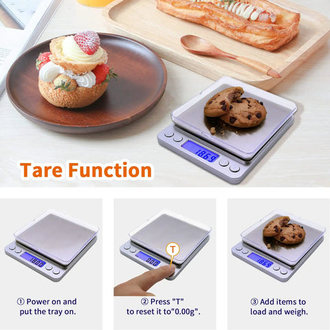 Pocket Gram Scale 500g Capacity 0.01g Precision Digital Kitchen Scale With Stainless Steel Platform And Protective Trays Nine Units GN OZ OZT DWT Ideal For Espresso, Baking, Jewelry Making And Soap Craft and cookies.