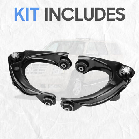 Front Upper Control Arm With Ball Joint Suspension Kit 2pc Bolt In Ready For 2003 To 2008 Mazda 6, 2006 To 2012 Lincoln MKZ Zephyr, 2006 To 2011 Mercury Milan, 2006 To 2012 Ford Fusion Replacement black control arms with bushings