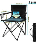Foldable Camping Chairs For Adults, Set Of 2, Large Portable Lawn Chairs, Black, with storage bag, supports 275 lbs