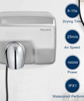 High Speed 1600W Wall Mounted Commercial Hand Dryer Stainless Steel Electric Hand Dryer For Bathrooms 110V Plug In