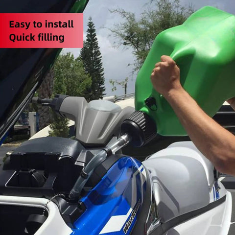 Heavy Duty Racing Fuel Hose Kit For 5 Gallon Jugs With Upgraded Bend Pipe And Trigger Hose Bottle Opener in use