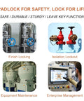 Padlock for safety and lockout procedures in industrial maintenance, featuring lockout systems and enterprise management.