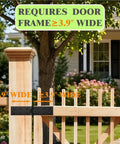 Tough As Nails Heavy Duty Gate Hinges 4 Pack on a gate with requirement for a 3.9 inch wide door frame, showcasing black steel hinge.