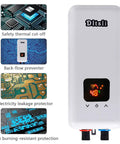 240V 5.5KW 4.5KW 3.5KW On-Demand Tankless Electric Water Heater with safety features and digital LCD display