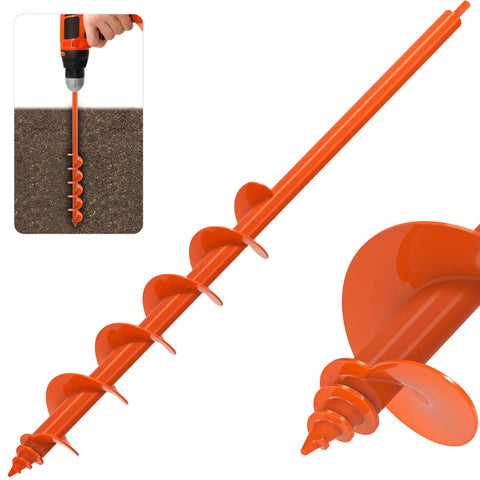 Heavy Duty Garden Auger Drill Bit For Planting Three Inch By Thirty Two Inch Earth Auger With Thick Three Millimeter Blade