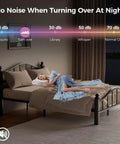 Rock Solid Full Size Metal Bed Frame With Headboard Heavy Duty Steel Squeak Free Design Noise Dampening Joints Supports 1500 Lbs Weight Capacity For Light Sleepers Home Decor in a bedroom.