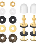 Heavy Duty Toilet Floor Bolt Kit With Caps Nuts Washers And Rings, 16 Piece Flange Repair Set To Secure Your Toilet To The Floor