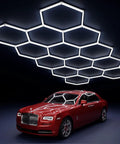 Hexagon LED Garage Light 14 Grid Octagon Shop Light 6500K Daylight White Hella Bright 61560 Lumens Energy Efficient for Workshop Gym Warehouse Car Wash White 57 Pack