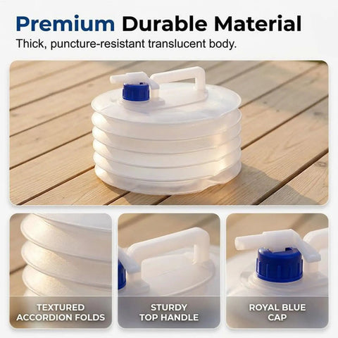 Collapsible Water Jug With Spigot 10 Liter Foldable Camping Bottle BPA Free Portable Water Storage Cube With Handle