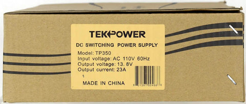Box with TP350 23 Amp DC 13.8V Switching Power Supply With Cigarette Plug For Ham Radio And CB Radios label