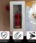 Wall-mounted Go To Double Pack 10 Lb Fire Extinguisher Cabinet For Wall Or Surface Mount White Steel Box with Handle