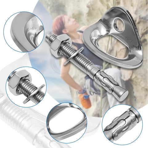 Bulletproof Stainless Steel Climbing Anchor Bolt Set Of 8 With 25KN Load Rating For Three Eighth Inch Bolts close-up of stainless steel climbing anchors.