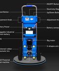 Heavy Duty 1200W Electric Stair Climbing Hand Truck Dolly Cart with blue motor and adjustable features for moving furniture.