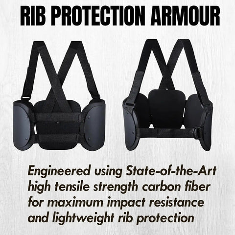 Rib Protector Vest For Kart Racing, Adults And Youth, Adjustable Chest Guard With Wide Straps, Heavy Duty, Black, XL