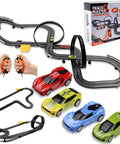 Epic Slot Car Race Track Set With 23 Foot Track, 4 Cars, Battery Powered Or Electric, Dual Lap Counters, Loop, Turns, Crossover