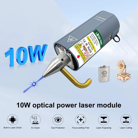 Upgrade Your 3018 CNC Engraving With A 10W Laser Module With Air Assist Built-In FAC Double Ultra-Fine Spot Head 12V Class 4 Power For 3018 And 3018 Pro Machines