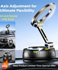 MagSafe Car Phone Mount With 360 Degree Rotatable Holder Rock Solid Vacuum Suction Up To 180 Lbs Nano Gel Grip shown in 3-axis adjustment position.