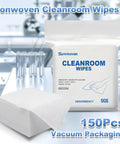 Pack of Lab-Grade 9x9 Inch Cleanroom Wipes 150 Count Grade A 68 GSM Cellulose Polyester Blend Lint Free