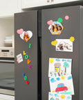 24 Pack Non-Adhesive Magnetic Sheets For Die Cuts, 5x7 Inches used for fridge organization with photos and notes displayed