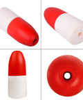 Crab Trap Floats and Marker Buoys for Fishing, High Visibility Red and White Foam Buoys, 5x11 Inch Sets, multiple angles displayed