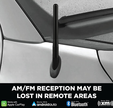 Close-up of 4 Inch Black Truck Antenna For Ford F Series F150 F250 F350 Super Duty Bronco And Raptor Anti Theft Design