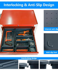 50 Piece Toolbox Organizer Set With Five Sizes For Drawer, Rolling Tool Chest Or Workbench Storage shown in drawer with tools