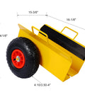 Rock Solid Heavy Duty Slab Cart With 10 Inch Pneumatic Tires And 600 Pound Capacity side view showing measurements and tire details.