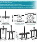 Thinking Process: 14 pc anti-slip bearing puller kit, metal double-disc chuck, size guide for 30-75mm bearings