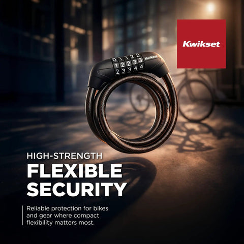 4 Digit Combination Bicycle Cable Lock, 5/16 Inch Diameter Security Cable for bikes, scooters, keyless outdoor protection