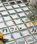 Mirror Glass Mosaic Tiles With Slick Beveled Silver Crystal Finish for Kitchen Backsplash and Bathroom DIY Projects, 2 inch tiles.