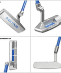 Putter from 7 Piece Junior Golf Club Set For Ages 8 To 12, Right Handed, Height 56 To 62 Inches, Blue Youth Golf Gear with alignment aid.
