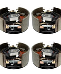 Four self-adjusting electric trailer brake assemblies, 12-1/4 x 5, left/right for 12k–15k lb axles.