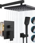 10 Inch Rain Shower System With Wall Mount And Pressure Balance Valve ABS Handheld Shower And Rain Head Matte Black Two Way Faucet Trim Kit For DIY Pro Grade Spa Quality Bathroom Remodel