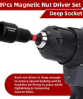 Beast Pro Grade Heavy Duty 29 Piece Magnetic Nut Driver Set with drill and deep socket attachment close-up.