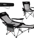 2 In 1 Reclining Camping Chair With Footrest For Adults Folding Lounge Chair With Adjustable Backrest Lightweight Heavy Duty Outdoor Camp Chair