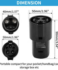 Smooth Operator J1772 To Tesla Charging Adapter 80 Amp 240 Volt Ac Converter dimensions showing compact design and port details.